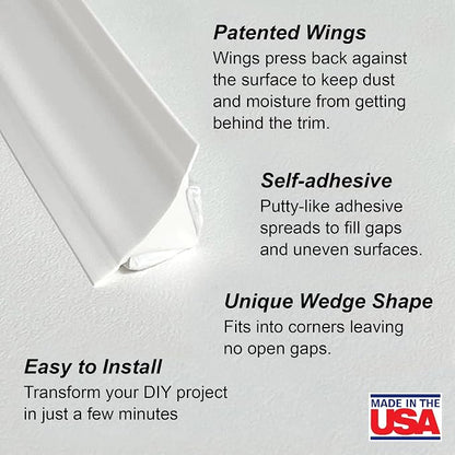 InstaTrim The Original Flexible Trim - 50ft White 3/4" Wide Caulk Tape - - Image 4