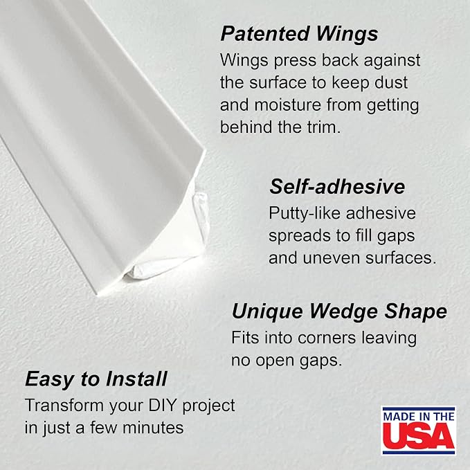InstaTrim The Original Flexible Trim - 50ft White 1/2" Wide Caulk Tape - - Image 2