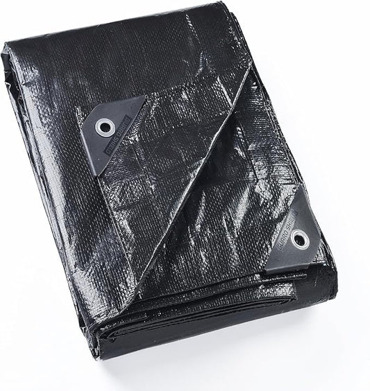 GUARD SHIELD Black Tarp 6x8 Feet Waterproof Tarps Lightweight Camping Tarp Outdoor Multi Purpose Poly Cover 6mil