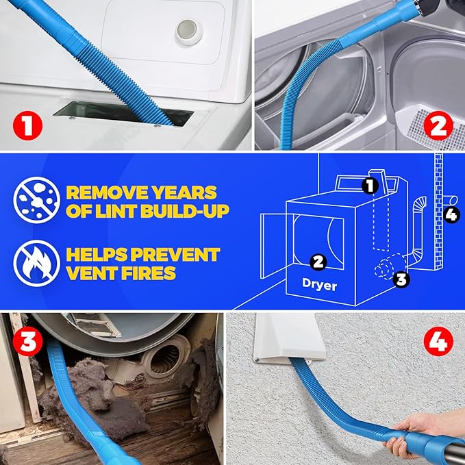 Holikme 50 Pieces 32 Feet Dryer Vent Cleaner Kit, Dryer Cleaning Tools - Image 4