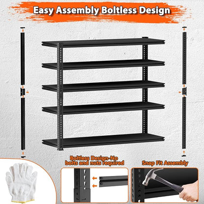 Storage Shelves Heavy Duty, 5-tier Adjustable Metal Industrial Utility Shelf - Image 6