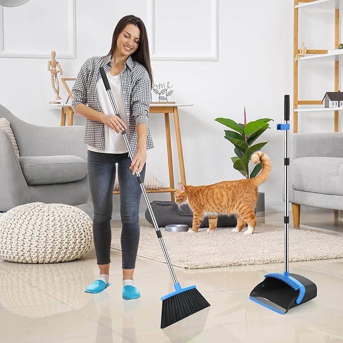 NACENA Broom and Dustpan Set, 52-in Long Adjustable Handle Broom Dustpan Combo - Image 8