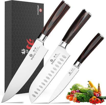 imarku 3 Pieces Knife Set, Japanese High Carbon Stainless Steel Chef Knife Set by imarku