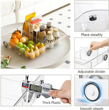 Fridge Organizer Bins With Wheels, 2 Pack Roll Out Refrigerator Organizers And - Image 3