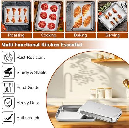 E-far Small Baking Sheet with Wire Rack, Stainless Steel Cookie Sheets Trays & - Image 4