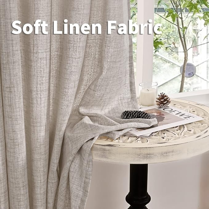 YoungsTex 60 Inch Wide Natural Linen Curtains 84 Inch Length - Image 7