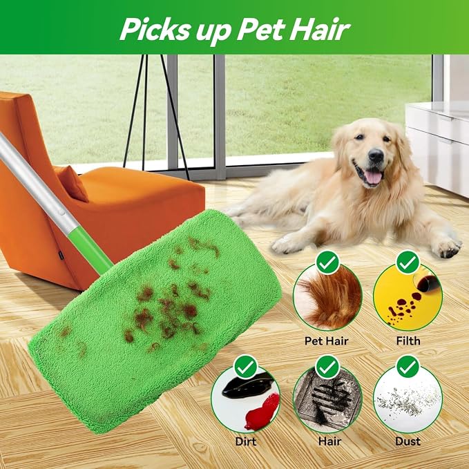 Reusable Microfiber Mop Pads Washable Wet & Dry Sweeping Cloths Mop Head - Image 4