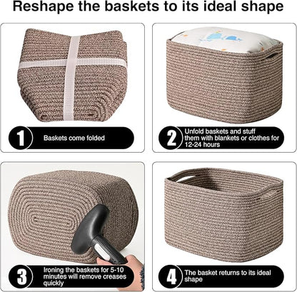 Storage Baskets for Shelves Organizing, Woven Cotton Rope Baskets for Storage - Image 7