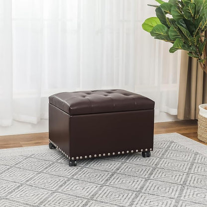 Leather Storage Ottoman Bench - Image 6