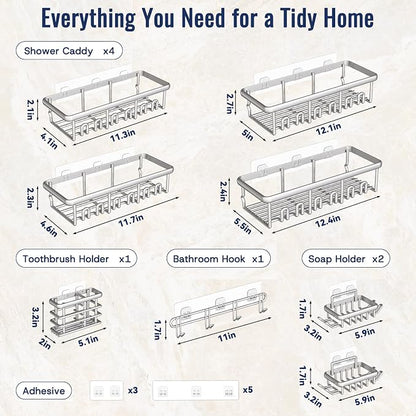 8 Pack Adhesive Rustproof Shower Shelves - Image 8