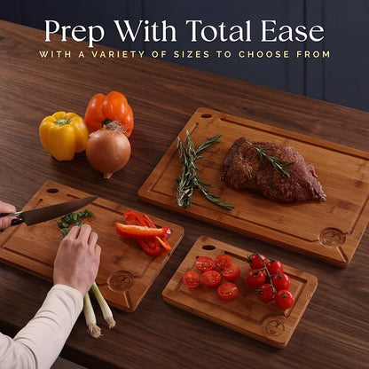 Pre-Oiled, Non Toxic 3-Piece Carbonized Bamboo Cutting Board Set, 500°F - Image 2