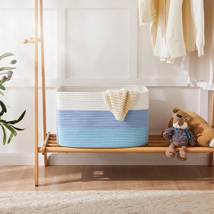 Blanket Basket, Rectangle Woven Baskets - Image 4