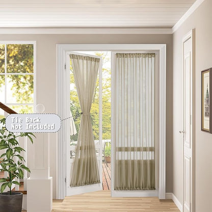 Tollpiz Sheer Door Curtains Closet Linen Textured Curtains Sheer Doorway Light - Image 2