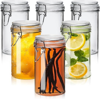 ComSaf 16oz Pint Jars with Airtight Lids, Cylindrical Glass Canisters by ComSaf
