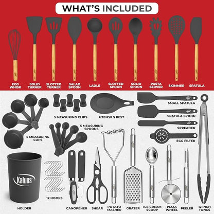 Kaluns 50 PCS Silicone Kitchen Utensils Set Complete Kitchen Set - Image 3