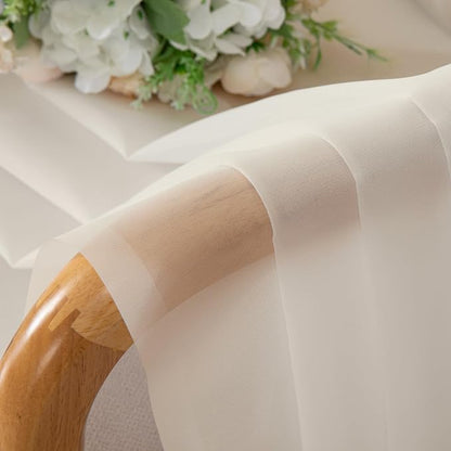 Chyhomenyc Cream Sheer Curtains 36 inch Length 2 Panels Set, Light Filtering - Image 7