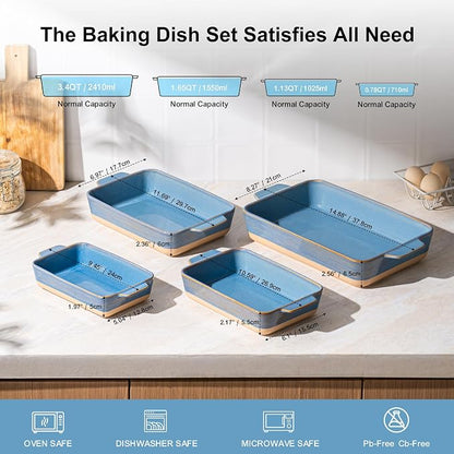 Dafuceramic Casserole Dishes for Oven, Baking Dishes, Ceramic Bakeware Sets of 4 - Image 2