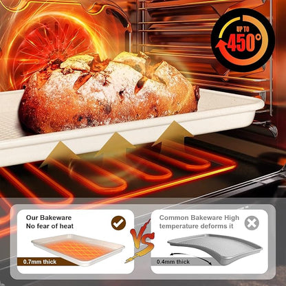 Wildone 2 Pack Half Sheet Baking Pans, Honeycomb Embossed Nonstick Baking Sheet - Image 5