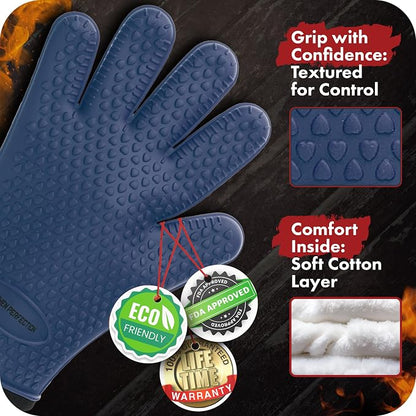 KITCHEN PERFECTION XL Silicone Smoker Oven Gloves-Extreme Heat Resistant BBQ - Image 2