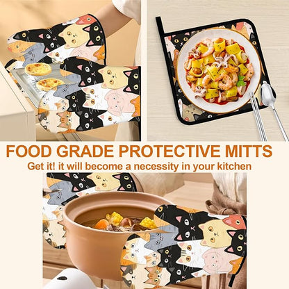 Cute Cats Oven Mitts with Matching Potholders - Image 5