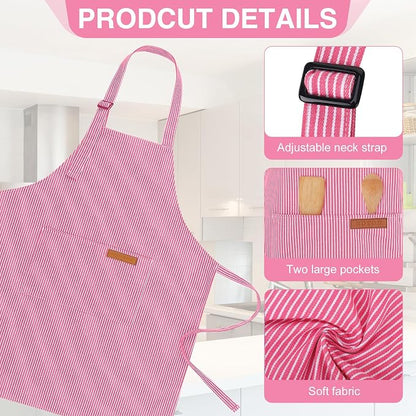 2 Pack Stripes Kids Apron, Kids Cooking Aprons - Image 3
