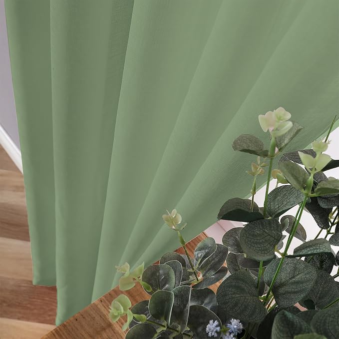 Tollpiz Sheer Curtains Bedroom Linen Textured Curtain Sheers Light Filtering - Image 3