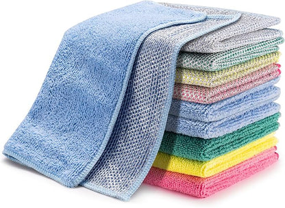 2 in 1 Microfiber Cleaning Cloth Kitchen Towels, Non Scratch Wire Dishcloth by INKHUT