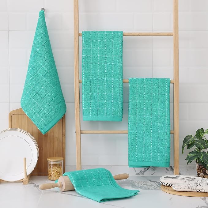 Homaxy 100% Cotton Terry Kitchen Towels, Checkered Designed, Soft and Super - Image 7