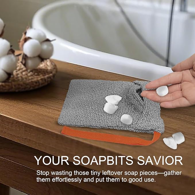 2 Pack Soap Bag Different Roughness Deep and Gentle, Bar Soap Pouch Saver Pocket - Image 4