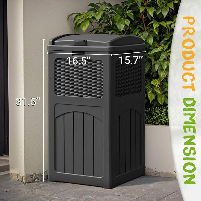 YESHOMY 33 Gallon Resin Outdoor Trash Can - Image 2