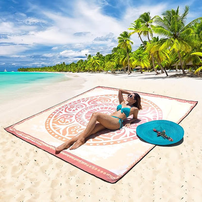 WIWIGO Beach Blanket Waterproof Sandproof Beach Mat 79" X 83"/10'x9'for 2-8 - Image 5