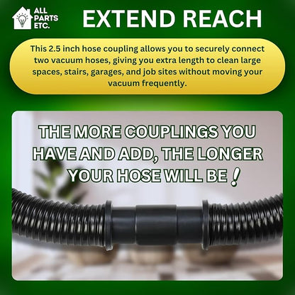 2.5" Vacuum Hose Coupling Connector – Wet Dry Vac Hose Adapter Compatible - Image 6