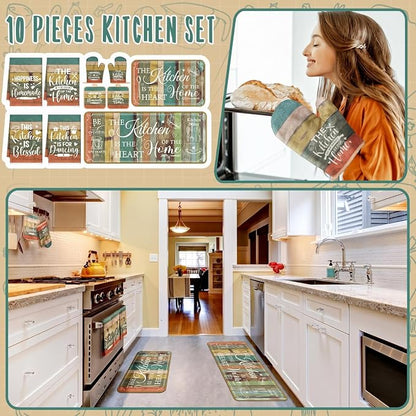 Fourluoo 10 Pcs Farmhouse Kitchen Decor and Accessories Set 4 Kitchen Towels 2 - Image 2