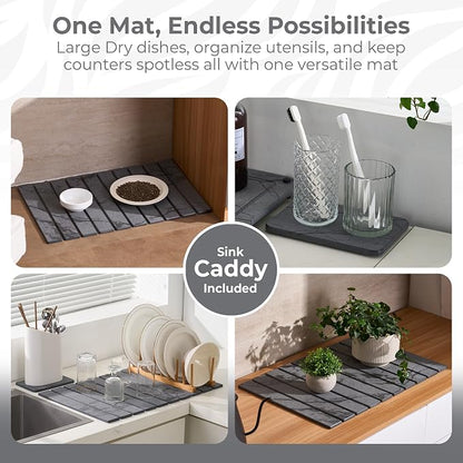 Large Stone Dish Drying Mat for Kitchen Counter, Quick Dry Stones Dishes Mats - Image 5
