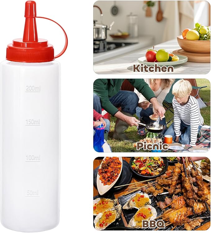 Condiment Squeeze Bottles Ketchup Dispenser, 6 Pack 8oz Squeeze Bottles - Image 6