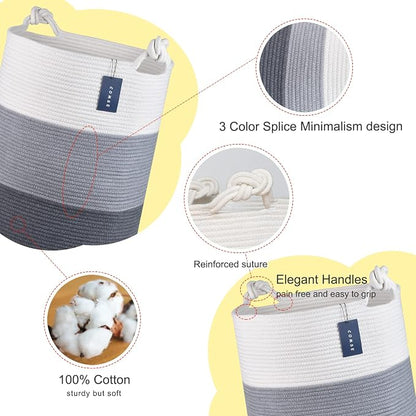 COMSE Laundry Hamper, Extra Large 15.7"x 21.7", Cotton Rope Basket - Image 4