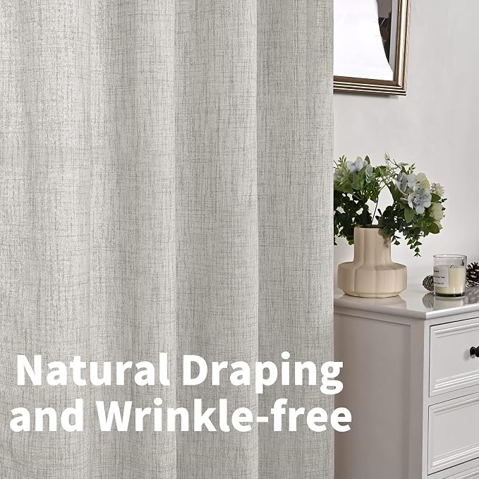 YoungsTex Light Grey Linen Curtains 63 Inch Length - Image 7