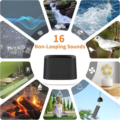 Portable Sound Machine,Mini Travel White Noise Machine for Sleeping with Breathing Night Light, 16 Soothing Sounds, Timer, Rechargeable Brown Noise Sound Machine for Sleep,Adults,Office Privacy(Black)