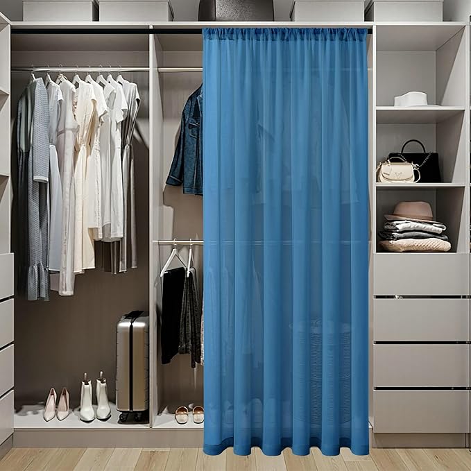 Tollpiz Sheer Door Curtains Closet Linen Textured Curtains Sheer Doorway Light - Image 3