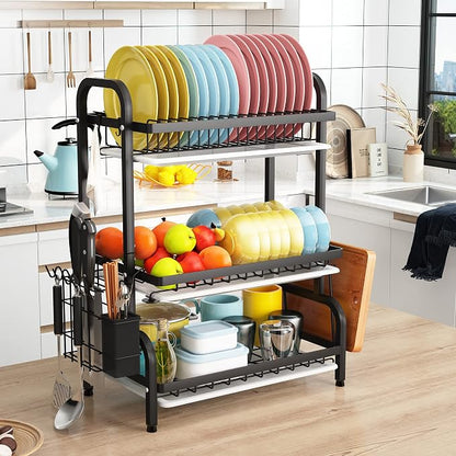 1Easylife Drying Rack, Metal 3-Tier Large Capacity Dish Rack - Image 2
