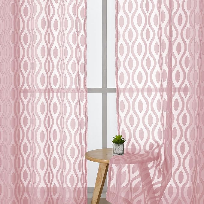 Aiyufeng Blush Pink Sheer Curtains 84 Inches Long 2 Panels Set, Soft Airy by Aiyufeng