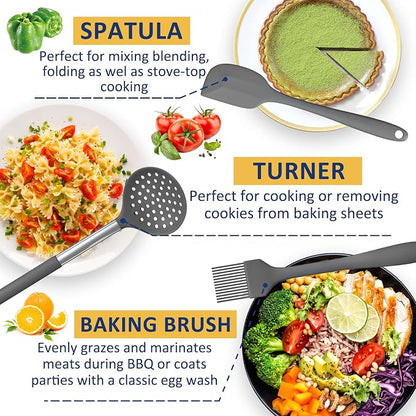 Silicone Cooking Utensil Set, Fungun Non-stick Kitchen Utensil 24 Pcs Cooking - Image 3