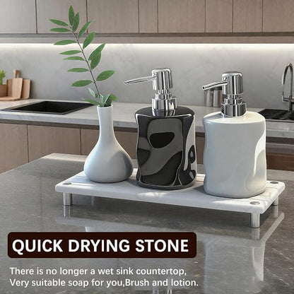 Quick Dry Sink Caddy Kitchen Sink Organizer, Water Absorbing Stone Tray - Image 6