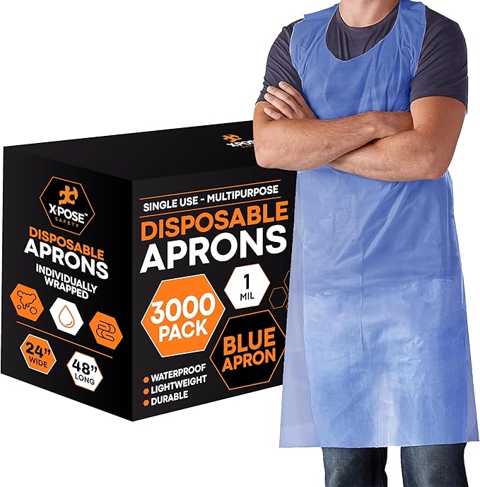 Xpose Safety 3000 Blue Plastic Disposable Aprons by XposeSafety