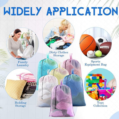 6 Pack 24 x 36 Inches Colorful Mesh Laundry Bag - Image 7
