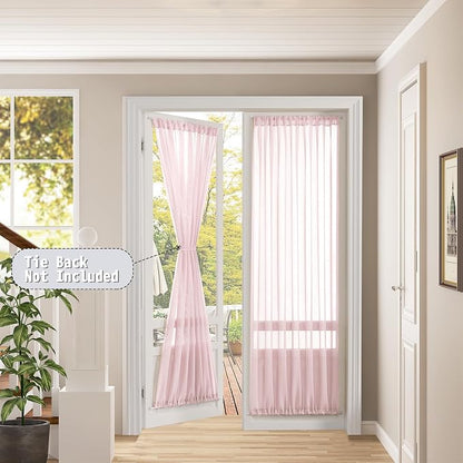 Tollpiz Sheer Door Curtains Closet Linen Textured Curtain Sheers Doorway Light - Image 2