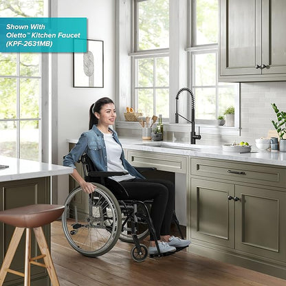 KRAUS Kore ADA Workstation 32-inch Undermount 16 Gauge Stainless Steel Kitchen Sink, Single Bowl Kitchen Sink with Accessories, KWU110-32/5.5