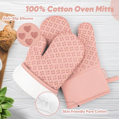 Oven Mitts and Pot Holders 4 Sets, Heat Resistant 500 ℉ Oven Mitt and Pot Holder - Image 3