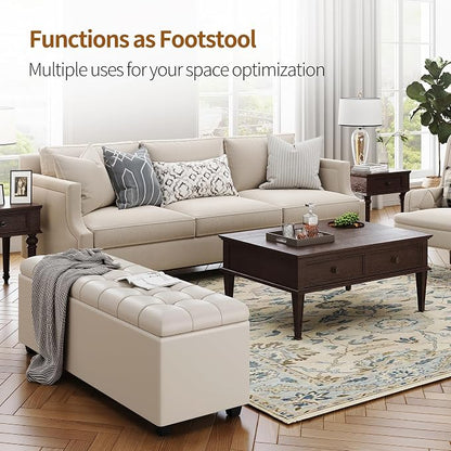 Small 38 Inches Long White Ottoman Bench - Image 5