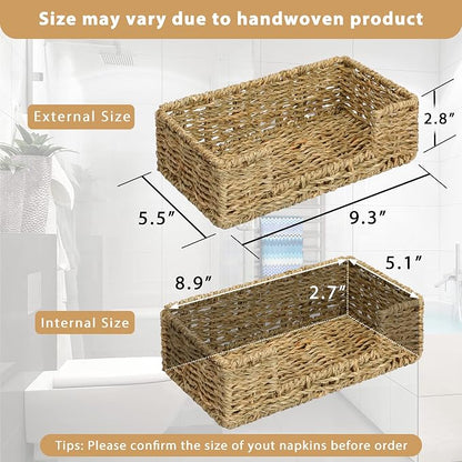 Graciadeco Bathroom Disposable Guest Towel Napkin Holder Long Seagrass Woven - Image 2
